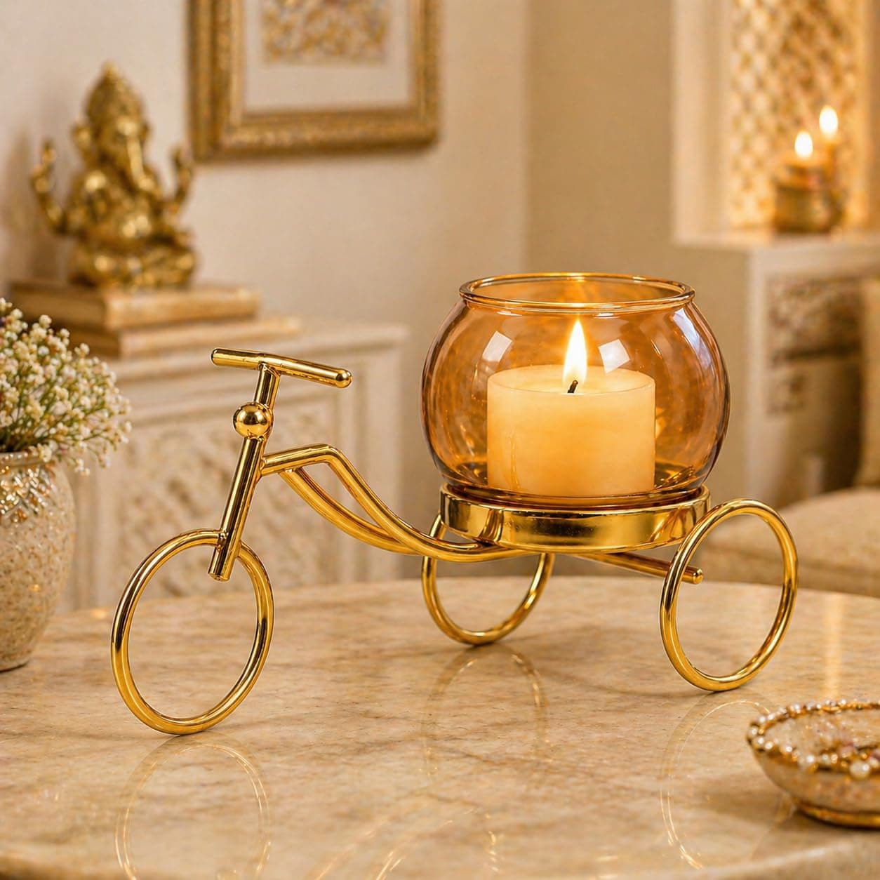 Gold Tricycle Tealight Stand