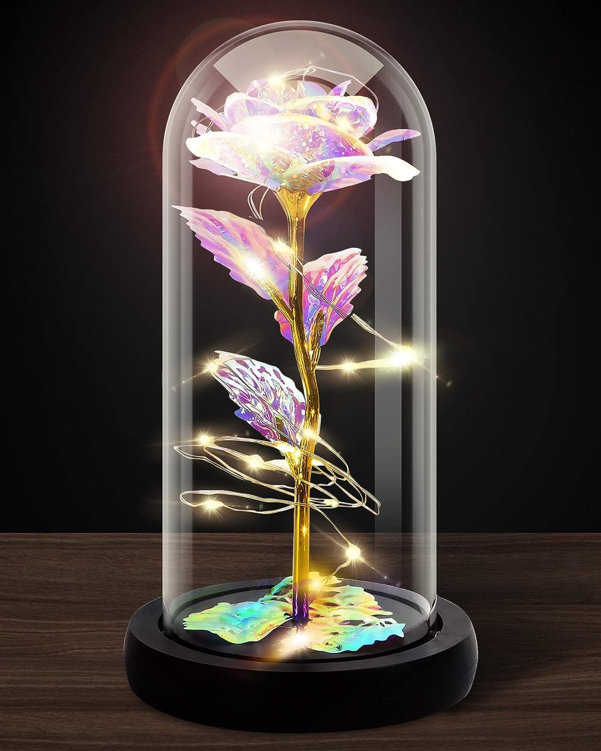 Glowing Rose Glass Dome