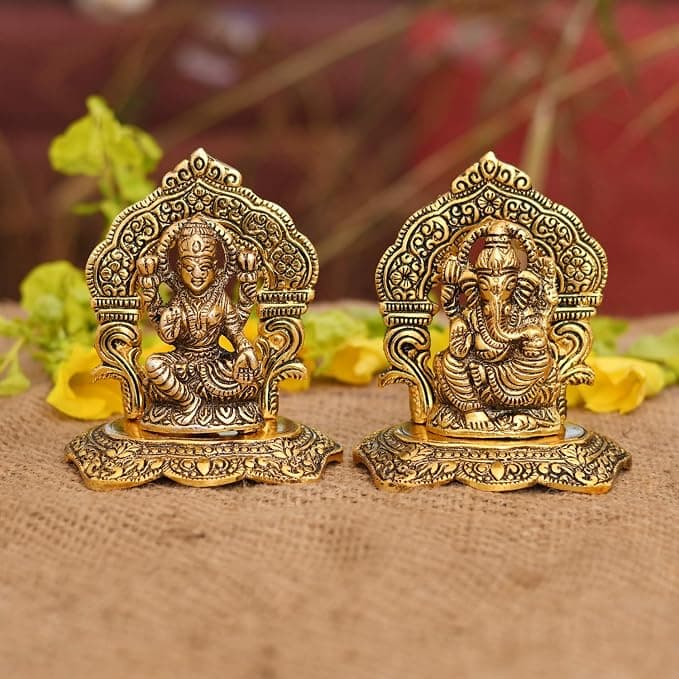 Gold-Plated Laxmi Ganesh Pair